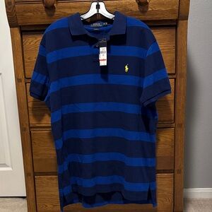 Polo by Ralph Lauren Striped S/S Polo Shirt Navy and Blue Striped Men’s XL